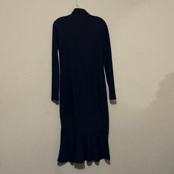 Black Mid Calf Little Black Sweater Long Sleeve Mock Turtleneck Dress Size XL - Picture 5 of 6
